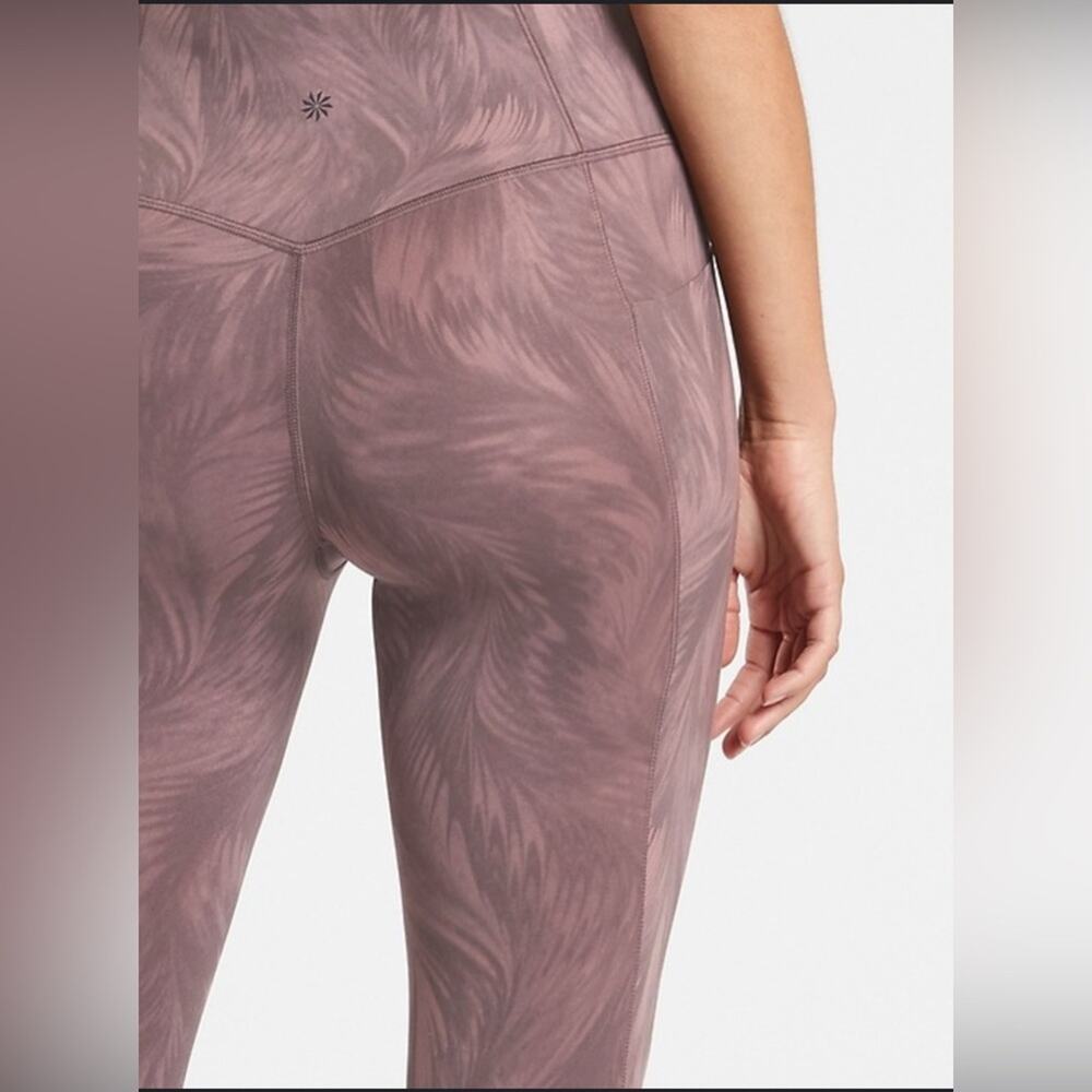 Athleta SALUTATION STASH POCKET II PRINTED TIGHT Ava Smoked Almond Brown XS - Picture 3 of 11
